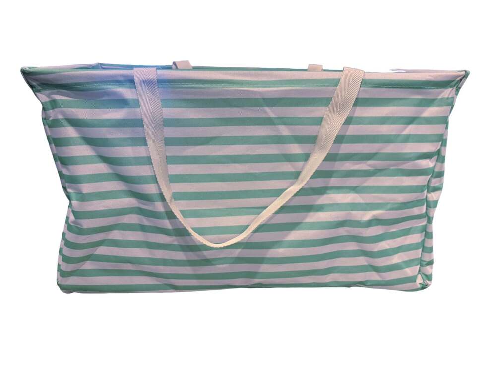 Household Essentials Krush Rectangle Utility Tote Bag in Teal Stripes